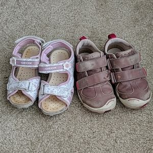 Plae brown leather sneakers Geox sandals 9.5